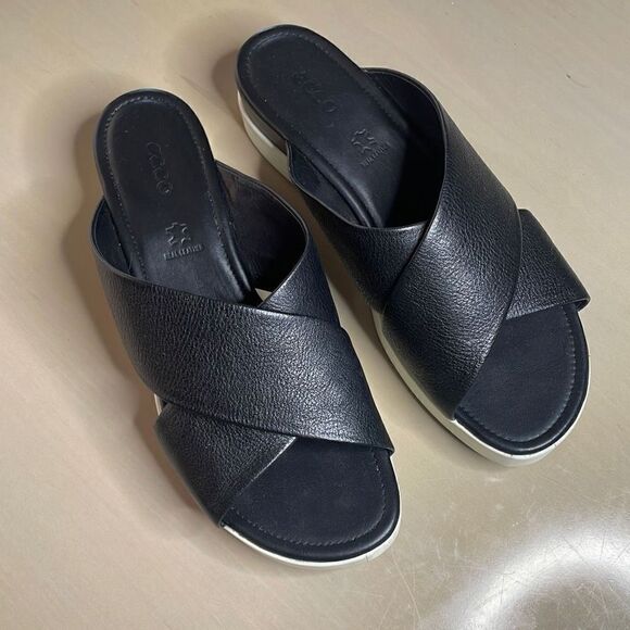 ECCO Women's Touch Plateau Platform Slide Sandal 38 Black - Picture 3 of 13